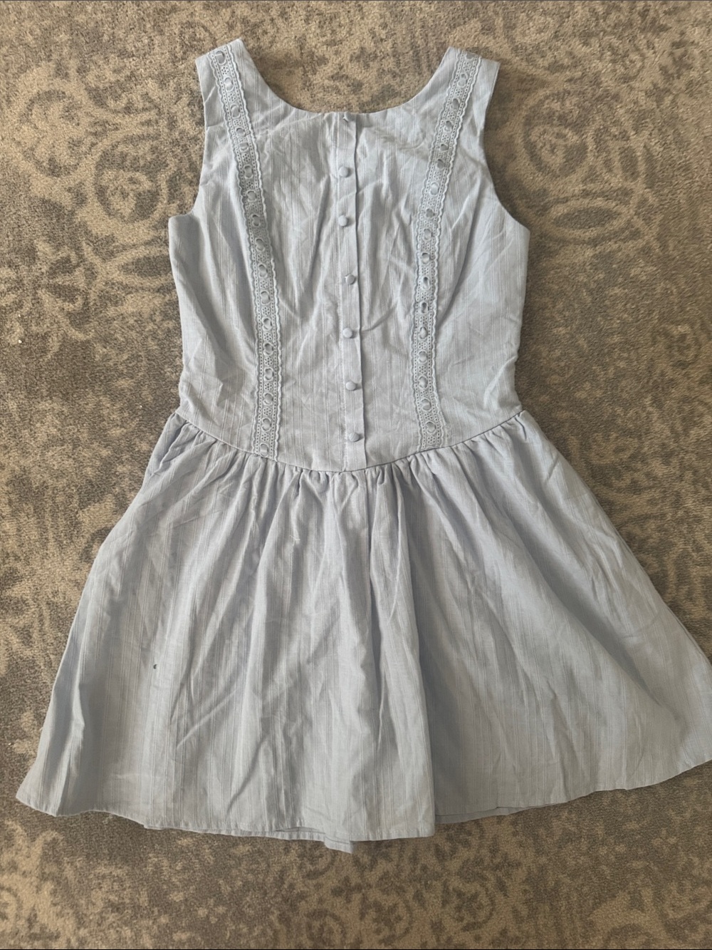 NWOT Altar'd State Pale Blue Lace-Trim Mini Dress